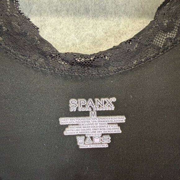 SPANX Black Shapewear Slip Dress‎ Lace Trim Sleeveless Tank Womens Size Medium - Picture 2 of 11